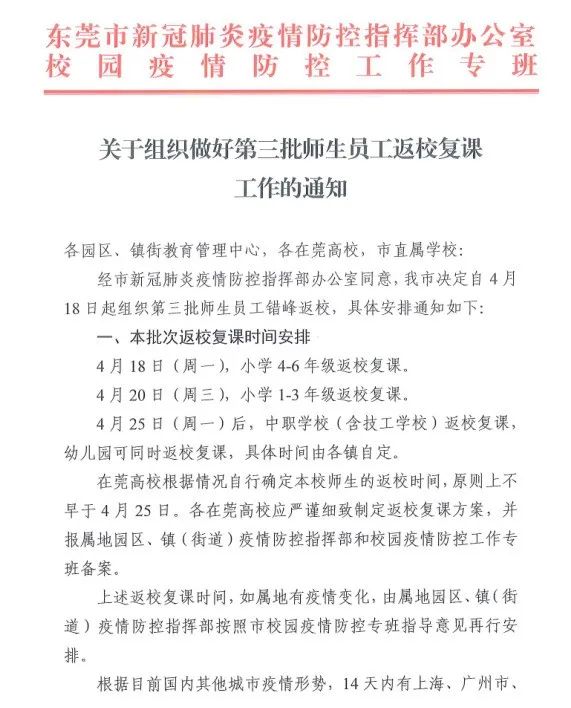 最新疫情消息！东莞小学幼儿园，最新复课通知来了！