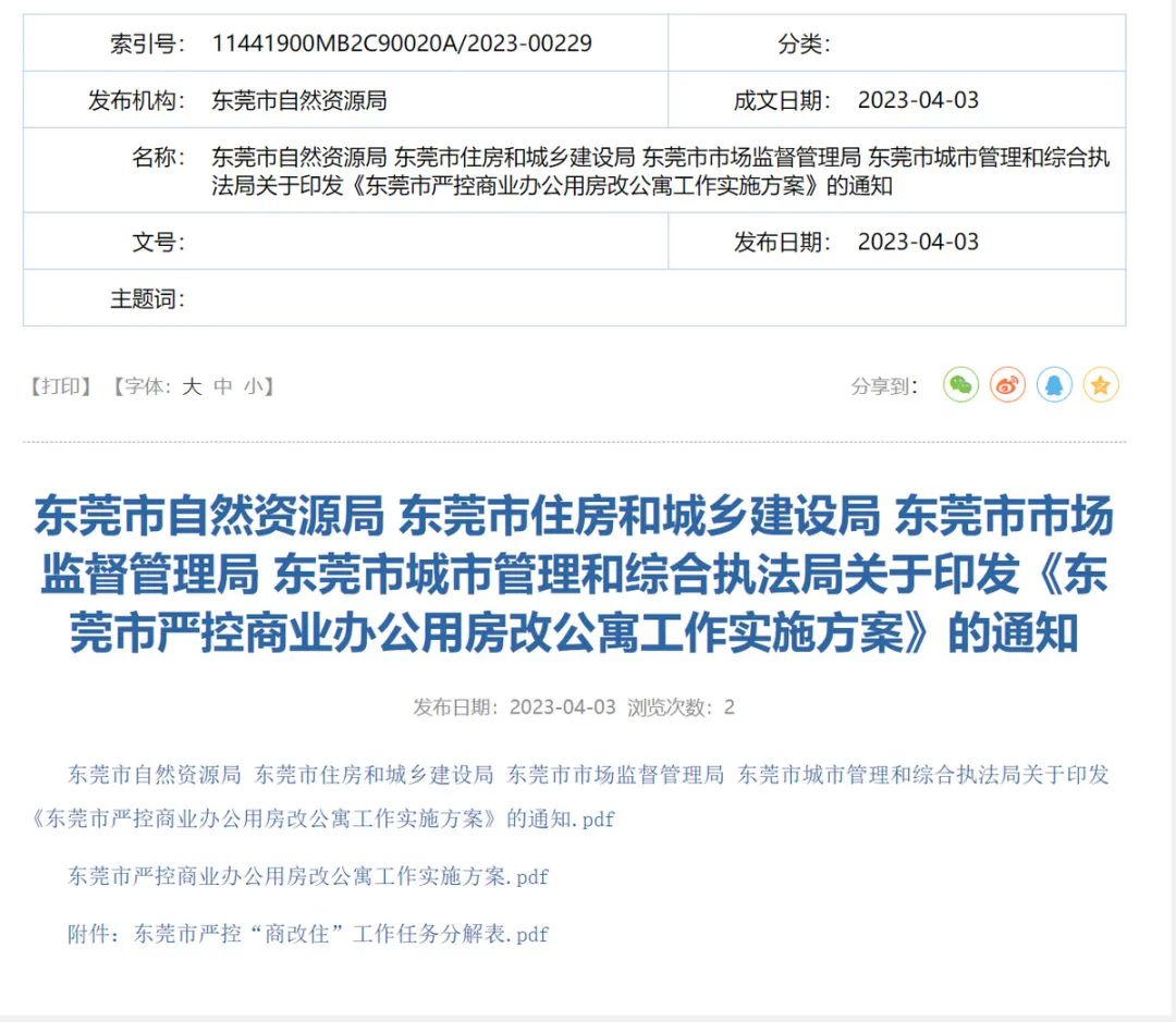 东莞最新发文：严禁新的“商改住”行为！