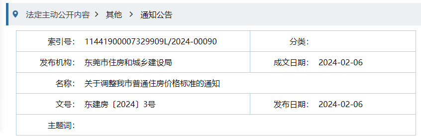定了！东莞普通住房价格标准再调整！